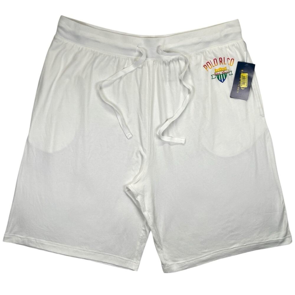 Polo Ralph Lauren Men’s 2XT White Shield Logo Shorts NWT Stretch Casual